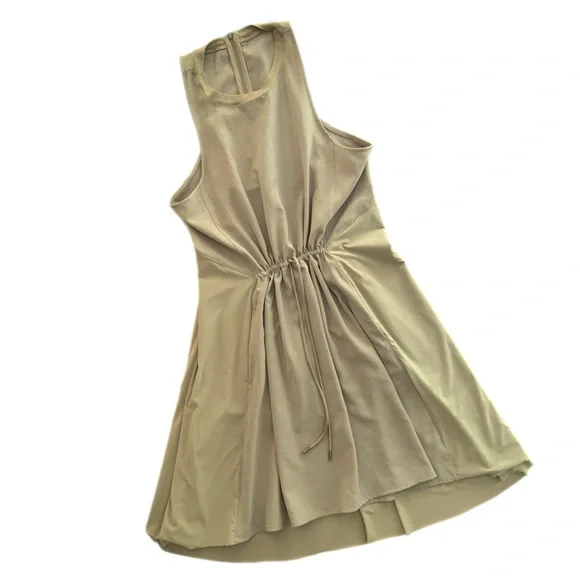 Lululemon Mesh Overlay High-Neck Dress Bronze Green Size 8 GUV - Picture 2 of 13